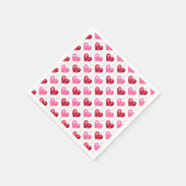 ピンクと赤いハートのバレンタインデーの愛 スタンダードカクテルナプキン (角)