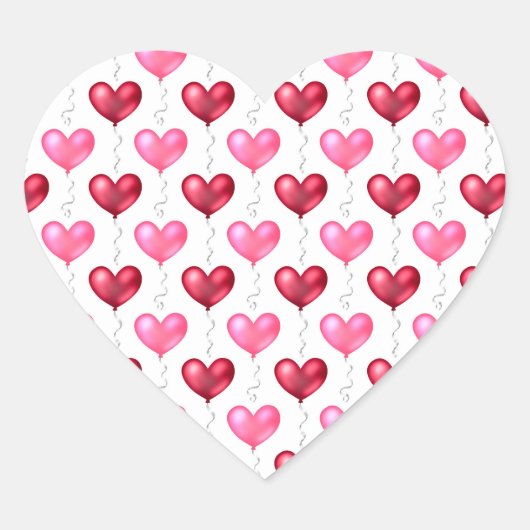 ピンクと赤いハートのバレンタインデーの愛 ハートシール (正面)