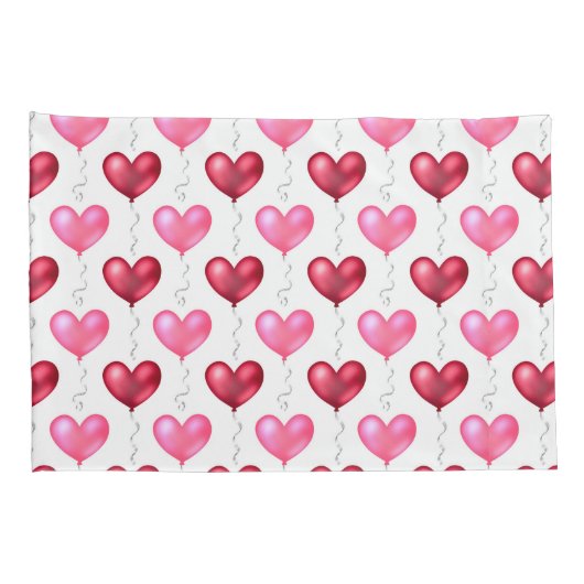 ピンクと赤いハートのバレンタインデーの愛 枕カバー (裏面-右)