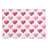 ピンクと赤いハートのバレンタインデーの愛 枕カバー (正面左)