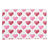 ピンクと赤いハートのバレンタインデーの愛 枕カバー (正面右)