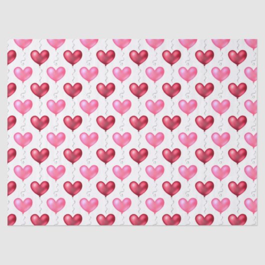 ピンクと赤いハートのバレンタインデーの愛 薄葉紙 (正面)