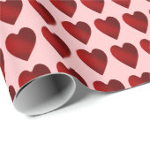 ピンクと赤いハートのバレンタインデー ラッピングペーパー (ロールコーナー)