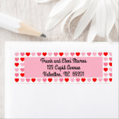 ピンクと赤いハートのバレンタインラブパターン ラベル (インサイチュ)