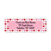 ピンクと赤いハートのバレンタインラブパターン ラベル (正面)