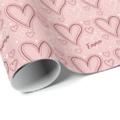 ピンクと赤いハートのパターンスバレンタインデー ラッピングペーパー (ロールコーナー)