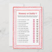 ピンクと赤いハートのママまたはパパのゲーム 招待状 (正面)