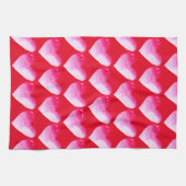 ピンクと赤いハートの水の色のアーポップ・アートのトバレンタイン キッチンタオル (横)