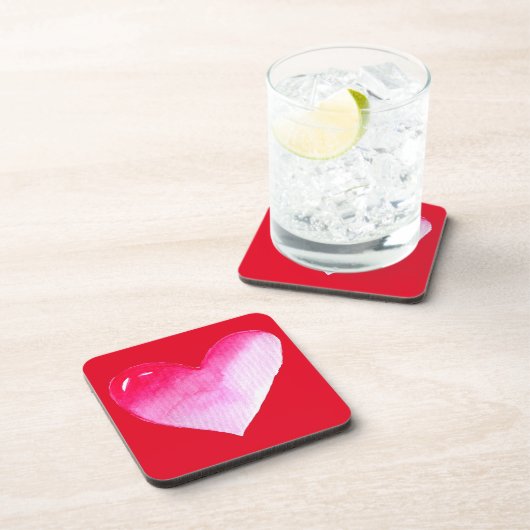 ピンクと赤いハートの水の色のアーポップ・アートのトバレンタイン コースター (右側)