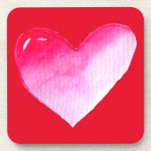 ピンクと赤いハートの水の色のアーポップ・アートのトバレンタイン コースター (正面)