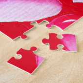 ピンクと赤いハートの水の色のアーポップ・アートのトバレンタイン ジグソーパズル (側面)