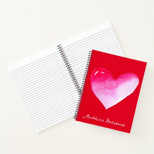 ピンクと赤いハートの水の色のアーポップ・アートのトバレンタイン ノートブック (内部)
