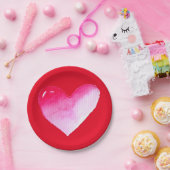 ピンクと赤いハートの水の色のアーポップ・アートのトバレンタイン ペーパープレート (パーティー)