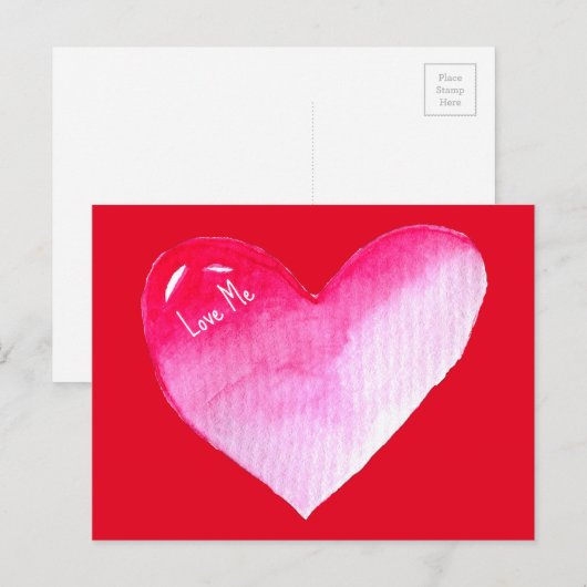 ピンクと赤いハートの水の色のアーポップ・アートのトバレンタイン ポストカード (正面/裏面)