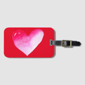 ピンクと赤いハートの水の色のアーポップ・アートのトバレンタイン ラゲッジタグ (正面横)