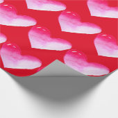 ピンクと赤いハートの水の色のアーポップ・アートのトバレンタイン ラッピングペーパー (角)