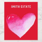 ピンクと赤いハートの水の色のアーポップ・アートのトバレンタイン ワインラベル (シングルラベル)