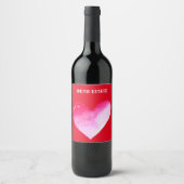 ピンクと赤いハートの水の色のアーポップ・アートのトバレンタイン ワインラベル (正面)