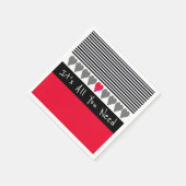 ピンクと赤いハートアクセント スタンダードカクテルナプキン (角)