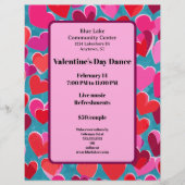 ピンクと赤いハートオンブルーバレンタインデンス レターヘッド (正面)