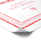 ピンクと赤いハートゲストブックサイン ポスター (角)