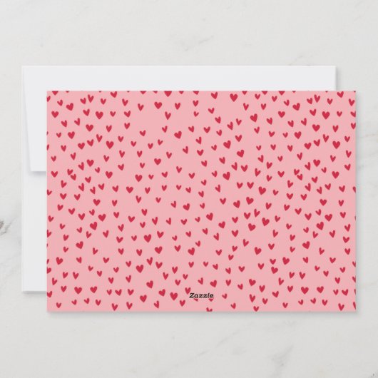 ピンクと赤いハートスタンプ写真バレンタインデー シーズンカード (裏面)