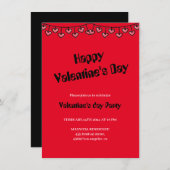 ピンクと赤いハートハッピーバレンタインデー 招待状 (正面/裏面)