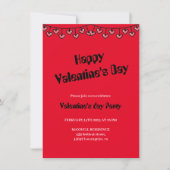 ピンクと赤いハートハッピーバレンタインデー 招待状 (正面)