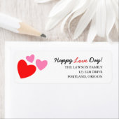 ピンクと赤いハートハッピーラブデイバレンタイン ラベル (インサイチュ)