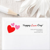 ピンクと赤いハートハッピーラブデー ラベル (インサイチュ)
