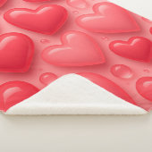 ピンクと赤いハートバブルパターン シェルパブランケット (3/4)