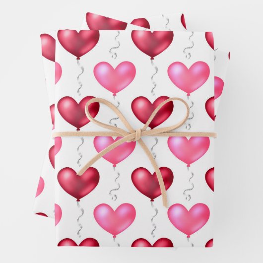 ピンクと赤いハートバレンタインデー結婚ズ ラッピングペーパーシート (インサイチュ)