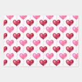 ピンクと赤いハートバレンタインデー結婚ズ ラッピングペーパーシート (正面)