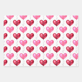ピンクと赤いハートバレンタインデー結婚ズ ラッピングペーパーシート