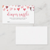 ピンクと赤いハートバレンタインベビーおむつラッフル プレイスカード (正面/裏面)