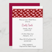 ピンクと赤いハートブライダルシャワーの招待 招待状 (正面/裏面)