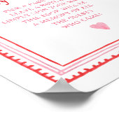 ピンクと赤いハート甘いベビーウィッシュサイン ポスター (角)