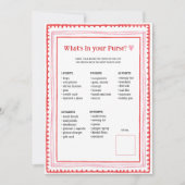 ピンクと赤いハート赤ちゃんシャワー財布ゲームカード 招待状 (正面)