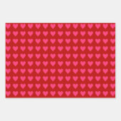 ピンクと赤いハート(バレンタインレッド付き無地の) ラッピングペーパーシート (正面2)