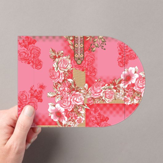 ピンクと赤い金ゴールドの背景のデザイン アクリル招待状 (インサイチュ (ポータブル))