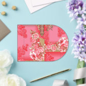 ピンクと赤い金ゴールドの背景のデザイン アクリル招待状 (インサイチュ (ウェディング))