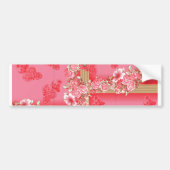 ピンクと赤い金ゴールドの背景のデザイン バンパーステッカー (正面)