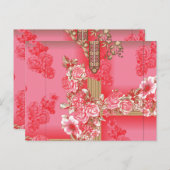 ピンクと赤い金ゴールドの背景のデザイン ポストカード (正面/裏面)