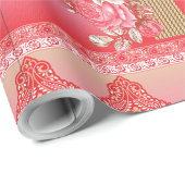 ピンクと赤い金ゴールドの背景のデザイン ラッピングペーパー (ロールコーナー)