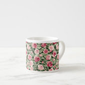 ピンクと赤と緑のバラの花束 エスプレッソカップ (正面右)