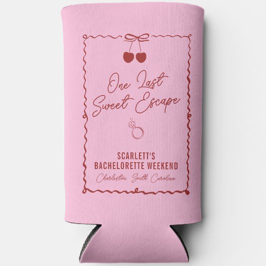 ピンクと赤のさくらんぼバチェロレッテウィークエンドミニ スリム缶クーラー