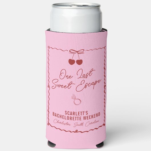 ピンクと赤のさくらんぼバチェロレッテウィークエンドミニ スリム缶クーラー