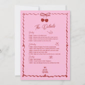 ピンクと赤のさくらんぼバチェロレッテ週末の日程 招待状 (裏面)