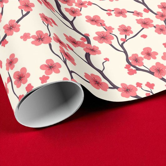 ピンクと赤のさくらんぼ ラッピングペーパー