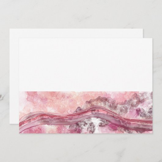 ピンクと赤のアルコールインク シーズンカード (正面/裏面)